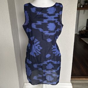 Banana Republic Sz 8 Silk Blend Navy Blue Dress Sleeveless Shift Dress